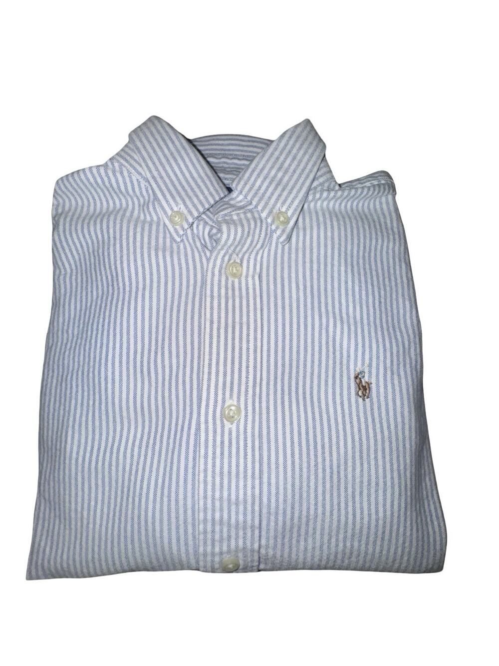 Ralph Lauren Blue Striped Long Sleeve Button-Up Shirt, Sz Boys 7